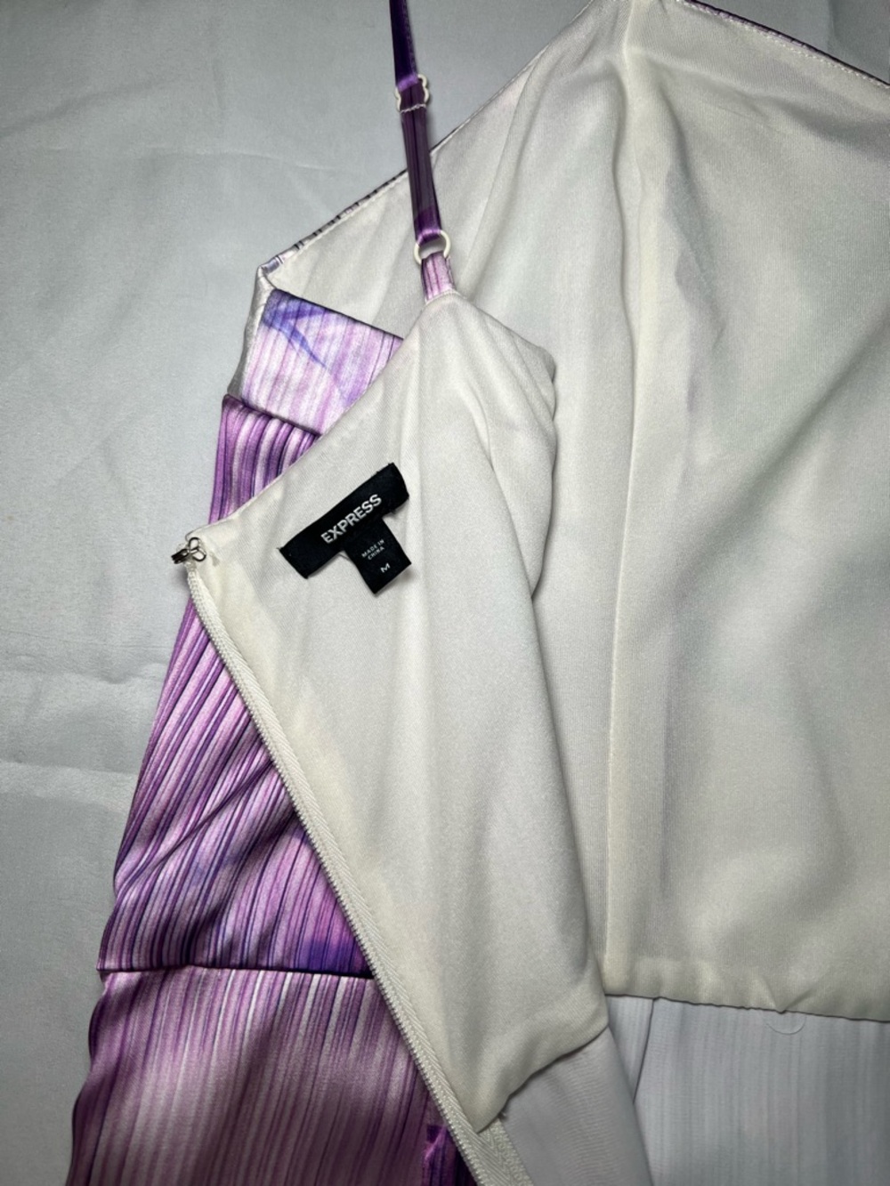 Express Satin Lavender Printed Sweetheart Sleeveless Ruched Maxi Dress MEDIUM - Picture 8 of 11